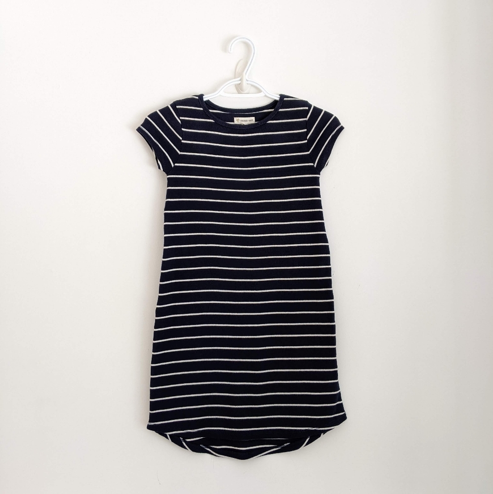TUCKER + TATE Girls Striped TShirt Dress, Navy/White, L